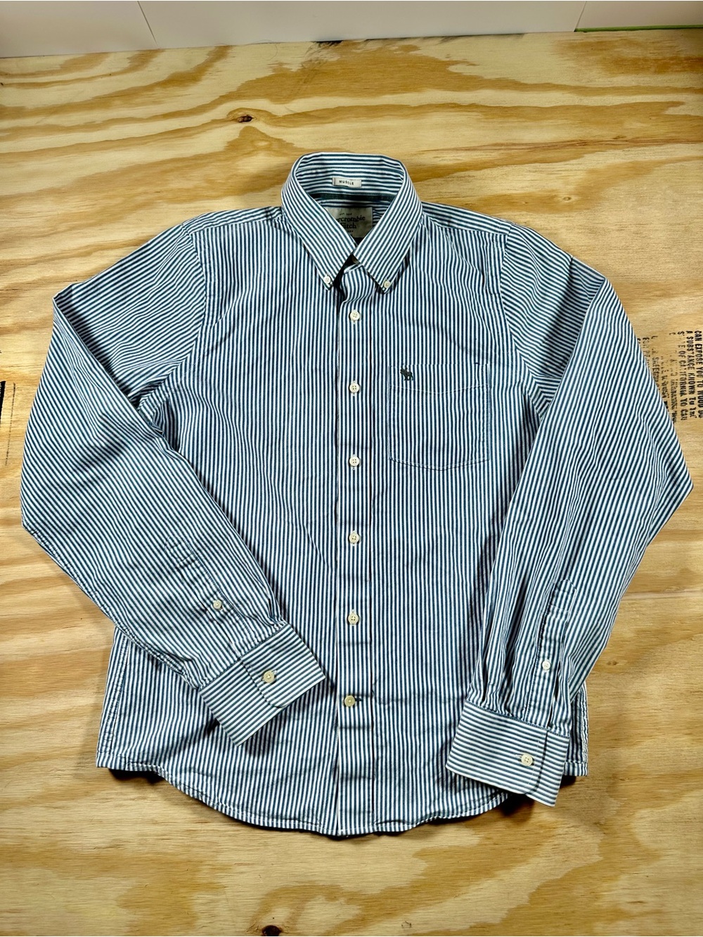 Vintage Abercrombie & Fitch Striped Oxford Shirt XXL Muscle Fit Navy White
